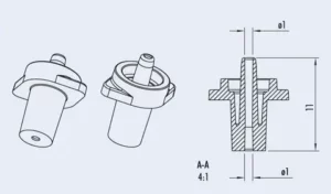 Drawing of an example of a Luer connector and its dimensions