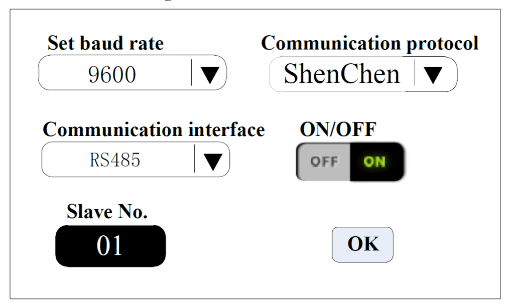 A screenshot of the communication setting interface of the LabV1-III pump