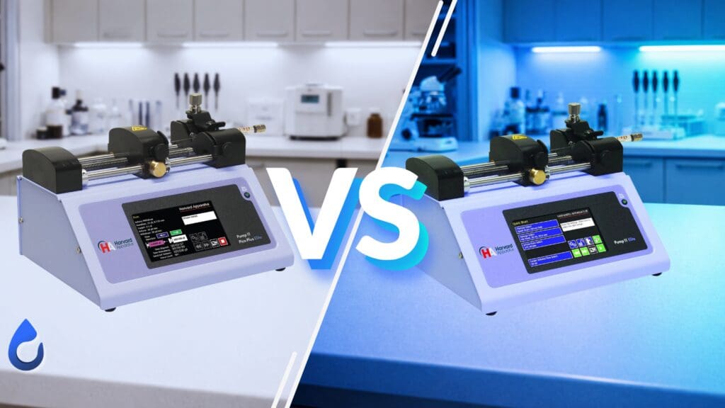 picture of a comparaison of 2 pumps Harvard Apparatus 11 Pico Plus Elite Syringe PumpHarvard Apparatus 11 Elite Programmable Syringe Pump